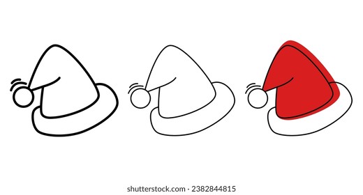 Christmas hat icon. Set of christmas hat icons on white background. Flat vector illustration.