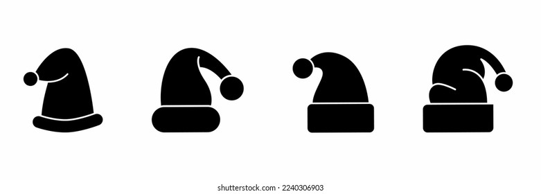 Christmas hat icon set illustration. Stock vector.