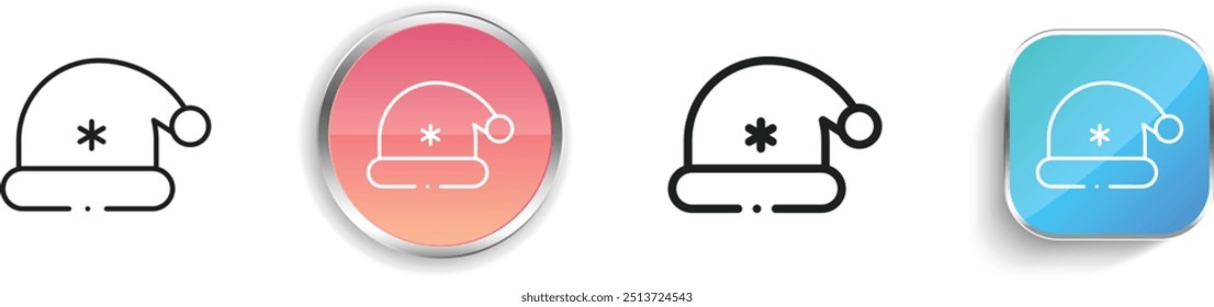 christmas hat icon. Thin Linear, Regular and Button Style Design Isolated On White Background