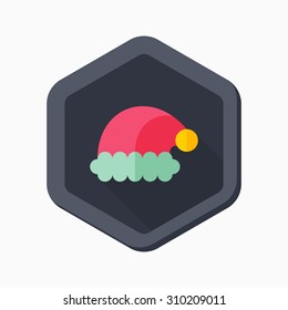 Christmas hat icon, vector illustration. Flat design style with long shadow,eps10