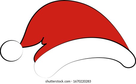 Christmas hat, illustration, vector on white background.