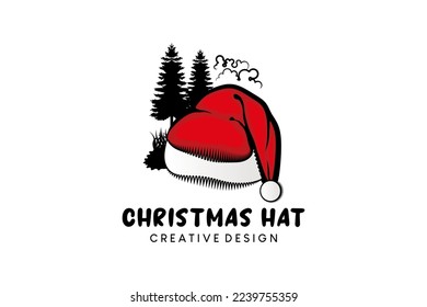 Christmas hat logo design, Santa Claus hat vector illustration with creative concept