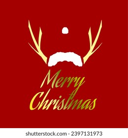 Christmas hat and merry Christmas greetings. Bector isolated on background