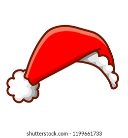 Christmas hat, New Year's cap, holiday festive headwear, Santa Claus headdress, Красный цвет, pompon, White background, isolated object