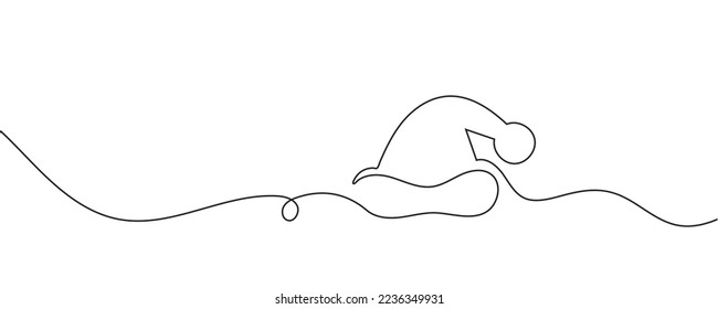 Christmas hat one line drawing. Vector illustration