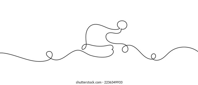 Christmas hat one line drawing. Vector illustration