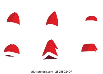 christmas hat png. santa christmas hat set illustration full vector isolated on transparent background.	
