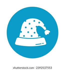Christmas Hat Round Icon Vector Illustration Isolated on Transparent Background. Use for Xmas, Decoration, Greeting Card Etc.