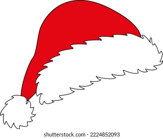 Christmas hat of Santa Claus. Symbol of New Year and Christmas holidays.