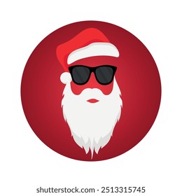 Christmas hat and Santa Claus white beard and sunglasses