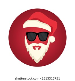 Christmas hat and Santa Claus white beard and sunglasses