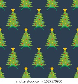 Christmas hat seamless pattern on the blue background. Vector illustration