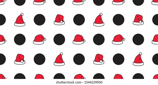 Christmas hat seamless pattern vector Santa Claus polka dot scarf isolated repeat wallpaper tile background illustration gift wrap paper design