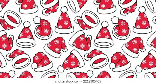 Christmas hat seamless pattern vector Santa Claus snowflake cartoon tile background repeat wallpaper illustration gift wrapping paper scarf isolated design