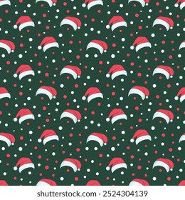 Christmas hat seamless pattern vector Santa Claus snowflake cartoon tile background repeat wallpaper illustration gift wrapping paper scarf isolated design