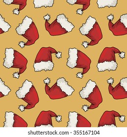 Christmas hat, seamless pattern, vector illustration