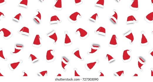 Christmas hat seamless pattern vector red Santa Claus hat wallpaper background