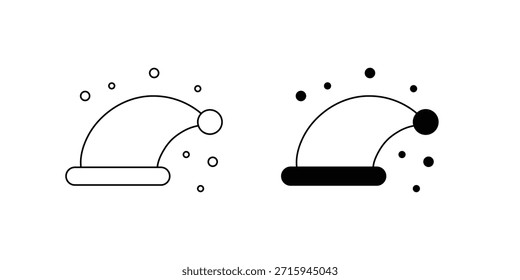 Ícone de conjunto de chapéu de Natal com ilustração de estoque de vetor de fundo branco