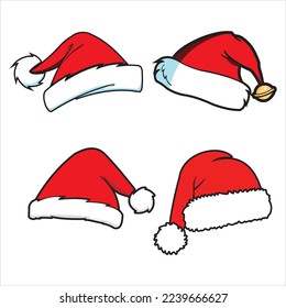 christmas hat set illustration vector