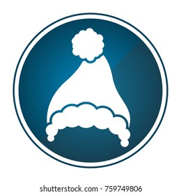 Christmas hat silhouette on a button, Vector illustration