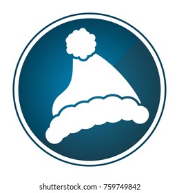 Christmas hat silhouette on a button, Vector illustration