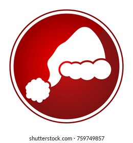 Christmas hat silhouette on a button, Vector illustration