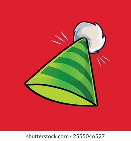 Christmas hat vector, cartoon green hat, celebration