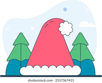 A Christmas hat vector features a festive Santa-style hat, ideal for holiday designs, cards, and seasonal decorations.