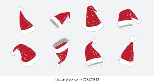 Christmas hat vector icon logo red Santa Claus hat illustration doodle cartoon