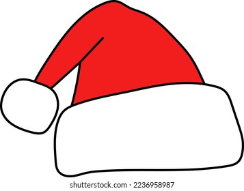 Christmas hat, vector. Painted red Christmas hat.