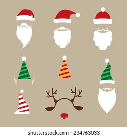 christmas hats, beards, elf hats