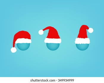 Christmas hats set, vector illustration