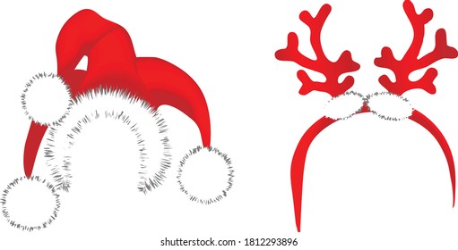 christmas hats vector art and illustration