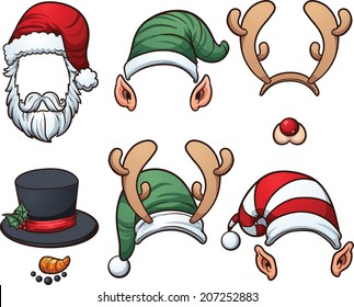 Рождественские шляпы. Векторный клипарт с простыми градиентами. Каждый пункт позже будет отделен. 