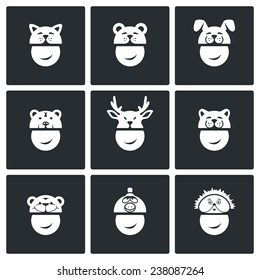 Christmas hats Vector Icons Set