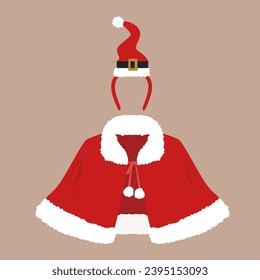 Christmas headband and costume vector icon. Xmas hair band illustration. Flat design cartoon vest winter holiday design element. Party time hair accessory.