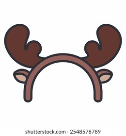 Christmas headband with reindeer antlers and ears vector cartoon illustration isolated on a white background.