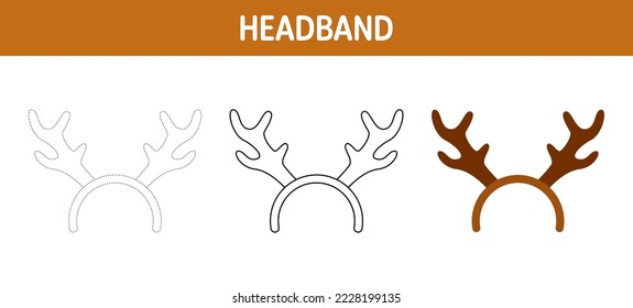 Christmas Headband tracing and coloring worksheet for kids