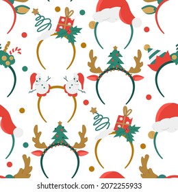 Christmas headbands vector cartoon seamless pattern background for wallpaper, wrapping, packing, and backdrop.