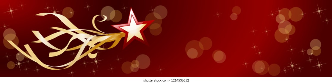 Christmas header, decorations and background with abstract comet and star, banner