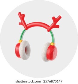 Christmas Headphone Vector Icon - Festive, High-Quality, Scalable Design for Holiday-Themed Projects