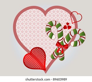 Christmas heart with candycanes