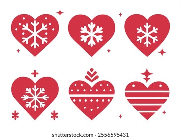 Christmas Heart Icons Set Vector Illustration For Decoration