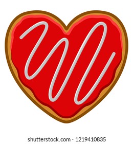 Christmas heart shape gingerbread cookie. Vector illustration design