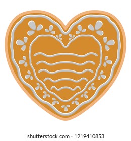 Christmas heart shape gingerbread cookie. Vector illustration design