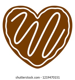 Christmas heart shape gingerbread cookie. Vector illustration design