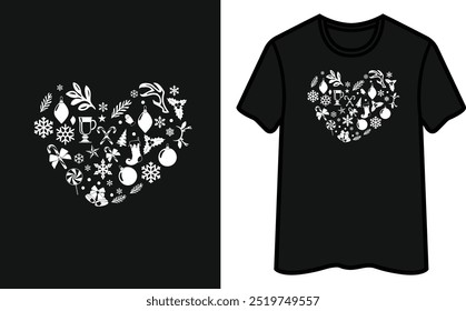 Christmas Heart Shape T-Shirt Design