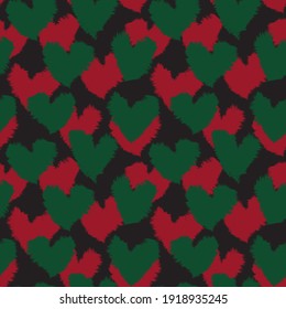 Christmas Heart shaped brush stroke seamless pattern background for fashion textiles, graphics