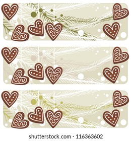 christmas heart shaped gingerbreads banner