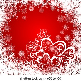 Christmas hearts, celebration background.  vector illustration